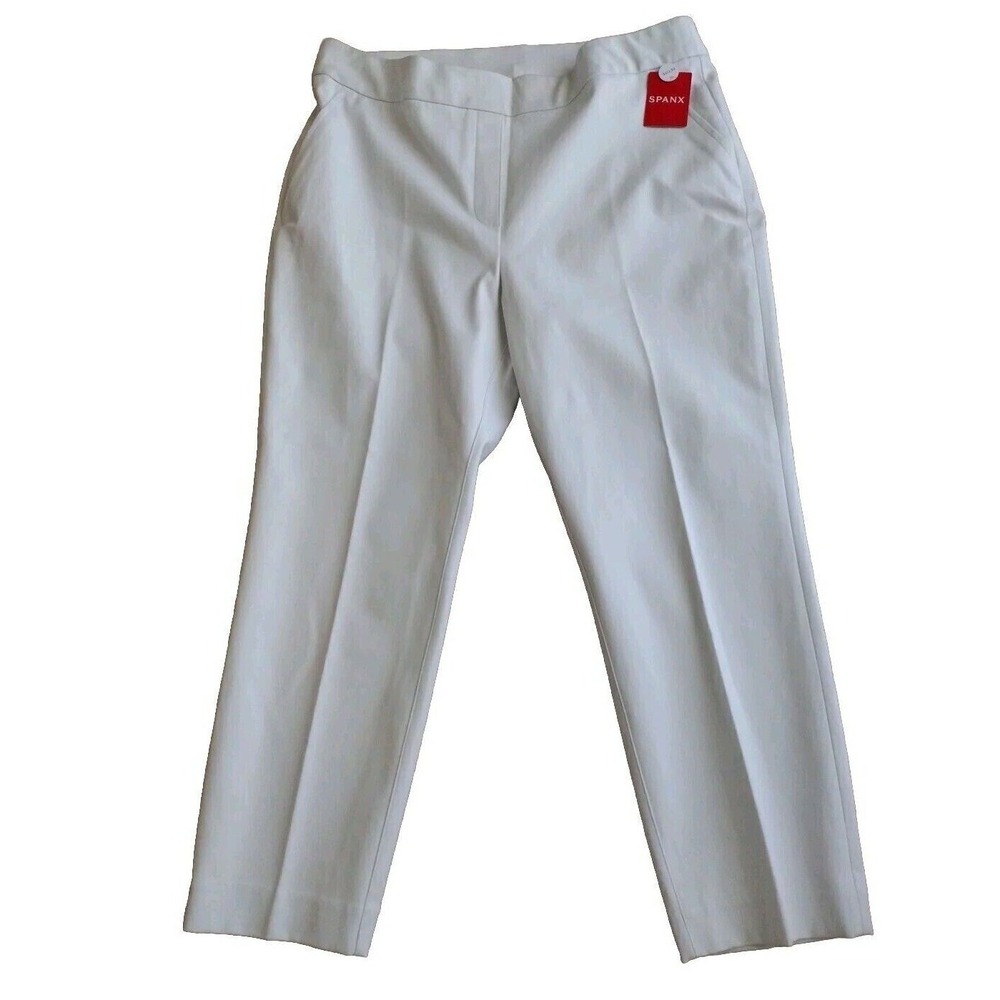 Spanx Pants Women's XL‎ Petites White Slim Straight Silver Lining Technology